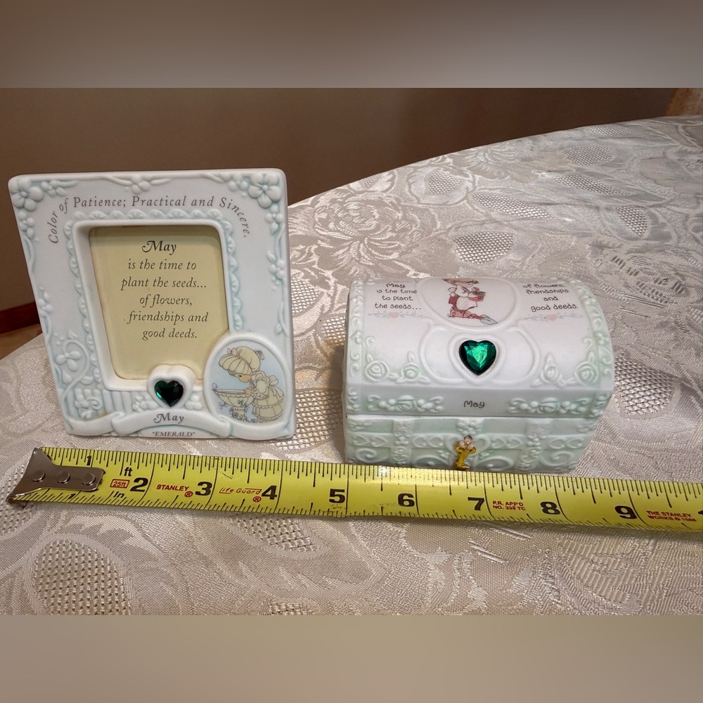 Vintage Enesco Precious Moments May Birthday Trinket Box and Frame- Set of Two - Picture 11 of 11